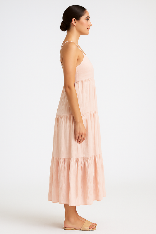 Rosa klänning med öppen rygg och rosett