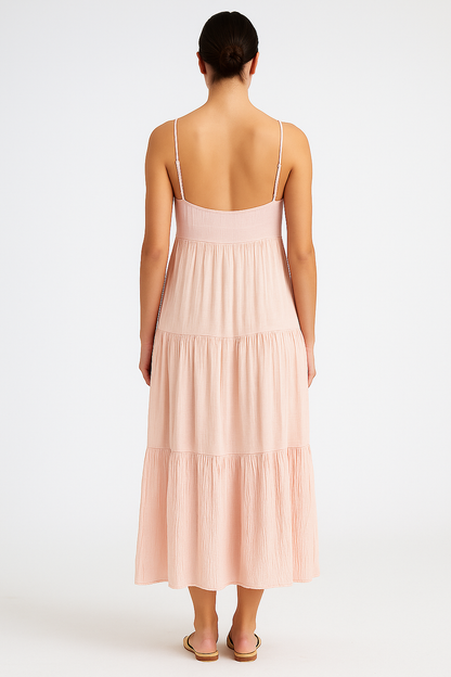 Rosa klänning med öppen rygg och rosett